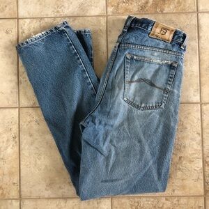 Full Blue Registered Vintage Straight Leg Distressed Jeans Retro High Rise